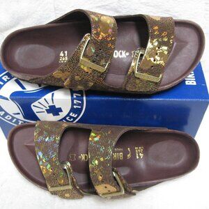 Birkenstock Exquisite ARIZONA LUX Spotted Metallic Brown Leather 41N US W 10 M 8